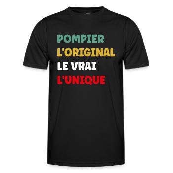 pompier - T-shirt sport Homme - noir - Devant - AI Model Male 178 dark (178cm)