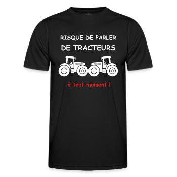 Risque de parler de tracteur - T-shirt sport Homme - noir - Devant - AI Model Male 178 dark (178cm)