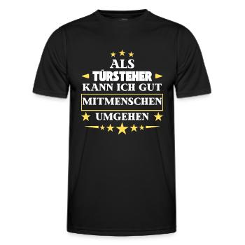 Dealing with other people as a bouncer. - Men's Functional T-Shirt - black - Front - AI Model Male 178 dark (178cm)