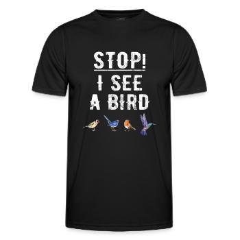 Vögel Beobachten Fernglas Vogel Abbildung Spruch - Männer Funktions-T-Shirt - Schwarz - Vorne - AI Model Male 178 dark (178cm)