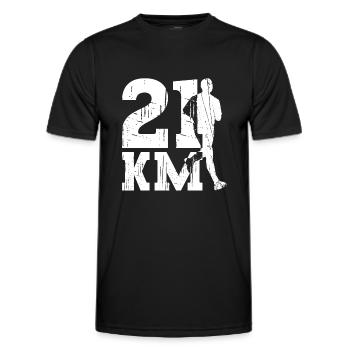 21 km - Semi-marathonien Coureur de semi-marathon - T-shirt sport Homme - noir - Devant - AI Model Male 178 dark (178cm)