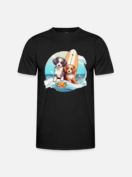 Two surfing dogs - Men's Functional T-Shirt - black