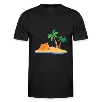 AC New Horizon Island Nook Residents Gaming Fishing - T-shirt sport Homme - noir - Devant - AI Model Male 178 dark (178cm)
