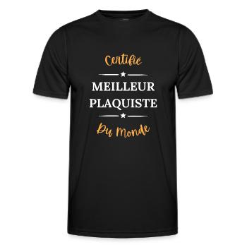 Certifié meilleur plaquiste du monde - T-shirt sport Homme - noir - Devant - AI Model Male 178 dark (178cm)