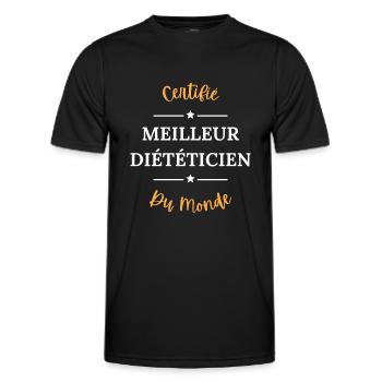 Certifié meilleur diététicien du monde - T-shirt sport Homme - noir - Devant - AI Model Male 178 dark (178cm)