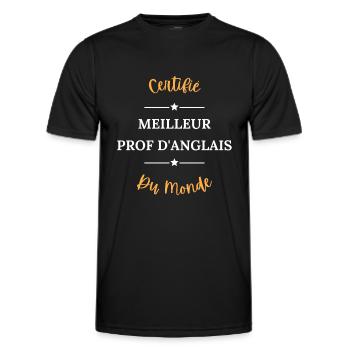 Certifié meilleur prof de d'anglais du monde - T-shirt sport Homme - noir - Devant - AI Model Male 178 dark (178cm)