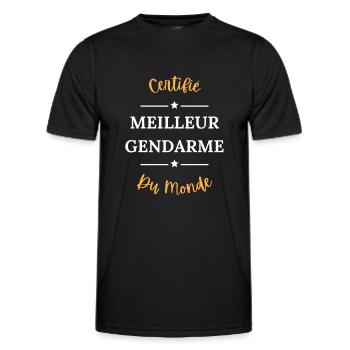 Certifié meilleur gendarme du monde - T-shirt sport Homme - noir - Devant - AI Model Male 178 dark (178cm)