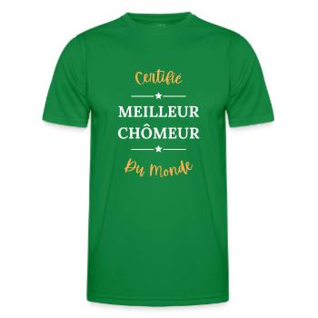 Certifié meilleur chômeur du monde - T-shirt sport Homme - vert - Devant - AI Model Male 178 dark (178cm)
