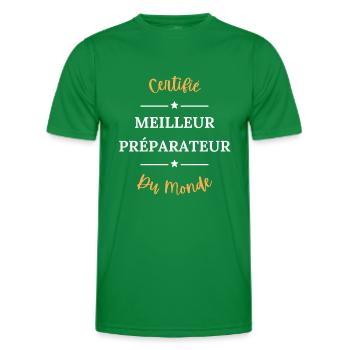 Certifié meilleur préparateur - T-shirt sport Homme - vert - Devant - AI Model Male 178 dark (178cm)