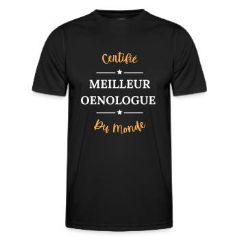 Certifié meilleur oenologue du monde - T-shirt sport Homme - noir - Devant - AI Model Male 178 dark (178cm)