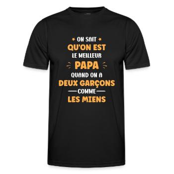 Père Meilleur Papa quand on a deux garçons - T-shirt sport Homme - noir - Devant - AI Model Male 178 dark (178cm)