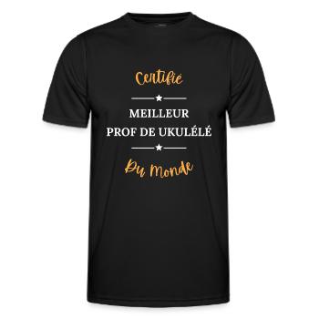 Certifié meilleur prof de ukulélé du monde - T-shirt sport Homme - noir - Devant - AI Model Male 178 dark (178cm)