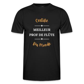 Certifié meilleur prof de flûte du monde - T-shirt sport Homme - noir - Devant - AI Model Male 178 dark (178cm)