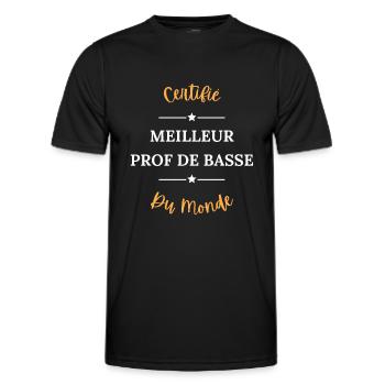 Certifié meilleur prof de basse du monde - T-shirt sport Homme - noir - Devant - AI Model Male 178 dark (178cm)