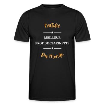 Certifié meilleur prof de clarinette du monde - T-shirt sport Homme - noir - Devant - AI Model Male 178 dark (178cm)