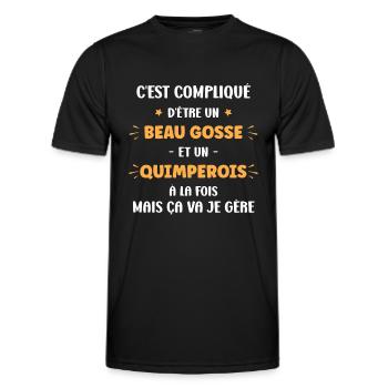 Compliqué beau gosse et quimperois - T-shirt sport Homme - noir - Devant - AI Model Male 178 dark (178cm)