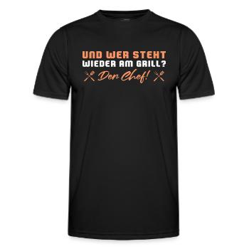 Wer steht wieder am Grill Der Chef - Männer Funktions-T-Shirt - Schwarz - Vorne - AI Model Male 178 dark (178cm)