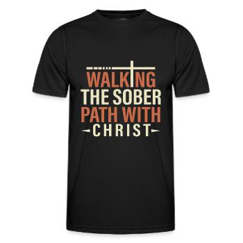 faith sobriety sober life seeks christ - Men's Functional T-Shirt - black - Front - AI Model Male 178 dark (178cm)