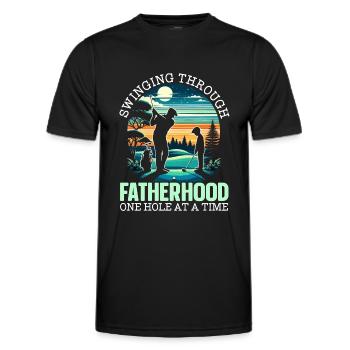 Vatertag Golfspieler Golfer Vaterschaft - Männer Funktions-T-Shirt - Schwarz - Vorne - AI Model Male 178 dark (178cm)