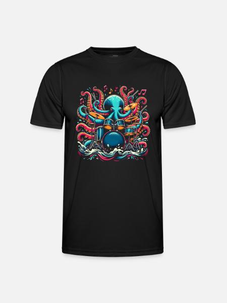 Drummer Drums Octopus Octopus - Men's Functional T-Shirt - black