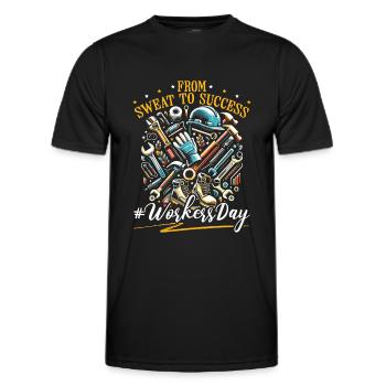 Frohe Arbeitsfeiertage Zum Internationalen - Männer Funktions-T-Shirt - Schwarz - Vorne - AI Model Male 178 dark (178cm)