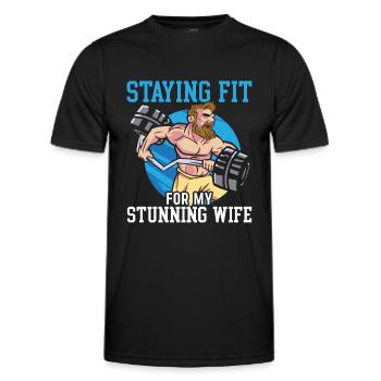 Funny Husband, Motivation, Bodybuilder, Laughter, - Men's Functional T-Shirt - black - Front - AI Model Male 178 dark (178cm)