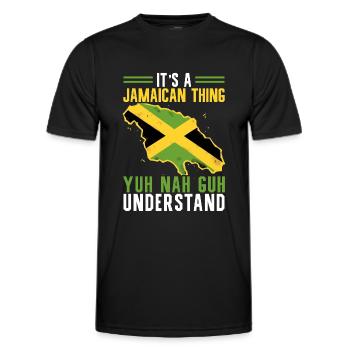 Nationalité du pays battant pavillon de la Jamaïque, I - T-shirt sport Homme - noir - Devant - AI Model Male 178 dark (178cm)