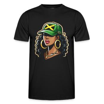 Nationalité du pays battant pavillon de la Jamaïque, I - T-shirt sport Homme - noir - Devant - AI Model Male 178 dark (178cm)