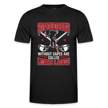 Lunch Lady, Schulkantinenarbeiterin, Dinner Lady - Männer Funktions-T-Shirt - Schwarz - Vorne - AI Model Male 178 dark (178cm)