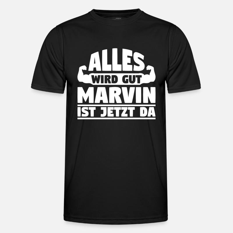 Alles wird gut Marvin ist jetzt da - Männer Funktions-T-Shirt - Schwarz