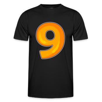 Zahl 9 - Neun - 9 Motiv - Männer Funktions-T-Shirt - Schwarz - Vorne - AI Model Male 178 dark (178cm)