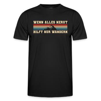 Berge Vintage Wandern - Männer Funktions-T-Shirt - Schwarz - Vorne - AI Model Male 178 dark (178cm)