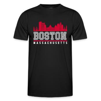 Boston Massachusetts Skyline - Men's Functional T-Shirt - black - Front - AI Model Male 178 dark (178cm)