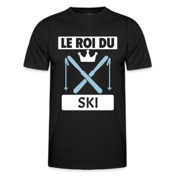 Le roi du ski Skieur Montagne Sports d'hiver Noël - T-shirt sport Homme - noir - Devant - AI Model Male 178 dark (178cm)