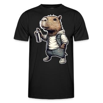 Capybara sprays graffiti - Men's Functional T-Shirt - black - Front - AI Model Male 178 dark (178cm)