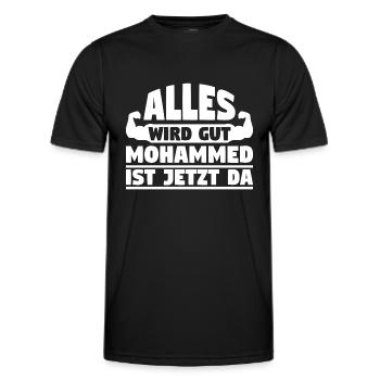 Alles wird gut Mohammed ist jetzt da - Männer Funktions-T-Shirt - Schwarz - Vorne - AI Model Male 178 dark (178cm)