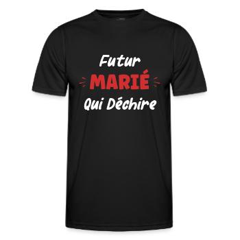 Futur marié qui déchire - T-shirt sport Homme - noir - Devant - AI Model Male 178 dark (178cm)