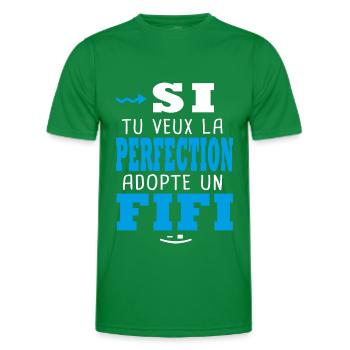 Si tu veux la perfection adopte un Fifi Philippe - T-shirt sport Homme - vert - Devant - AI Model Male 178 dark (178cm)