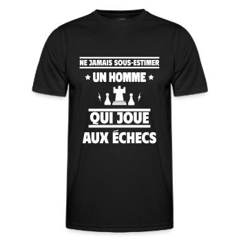 Ne sous-estimez jamais un homme qui joue aux échec - T-shirt sport Homme - noir - Devant - AI Model Male 178 dark (178cm)
