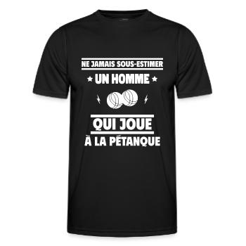un homme qui joue à la pétanque - T-shirt sport Homme - noir - Devant - AI Model Male 178 dark (178cm)