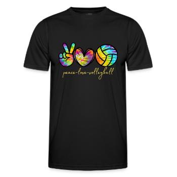 PEACE LOVE VOLLEYBALL Spieler Batikfarbe Frauen Mädchen - Männer Funktions-T-Shirt - Schwarz - Vorne - AI Model Male 178 dark (178cm)