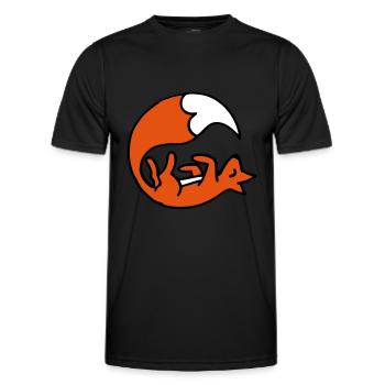 Cute playing fox - Niedlicher spielender Fuchs - Men's Functional T-Shirt - black - Front - AI Model Male 178 dark (178cm)