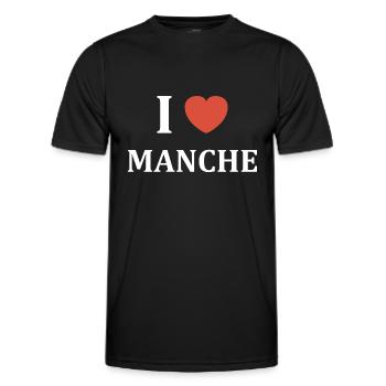 i love manche - T-shirt sport Homme - noir - Devant - AI Model Male 178 dark (178cm)