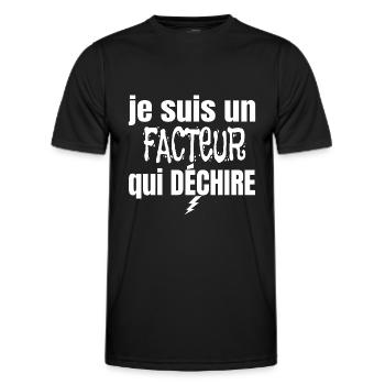 facteur qui déchire - T-shirt sport Homme - noir - Devant - AI Model Male 178 dark (178cm)