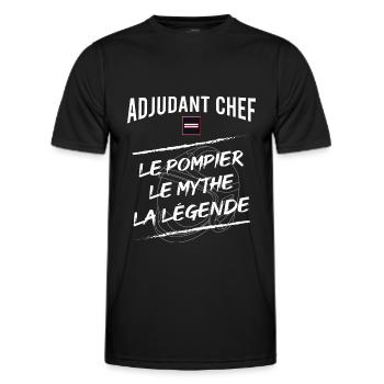 Adjudant Chef Sapeur pompier - T-shirt sport Homme - noir - Devant - AI Model Male 178 dark (178cm)
