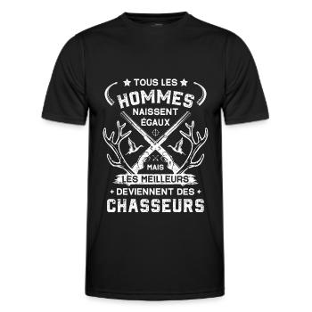 Les meilleurs hommes deviennent des chasseurs - T-shirt sport Homme - noir - Devant - AI Model Male 178 dark (178cm)