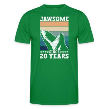 Jawsome seit 20 Jahren - Megalodon-Hai 20. - Männer Funktions-T-Shirt - Kelly Green - Vorne - AI Model Male 178 dark (178cm)