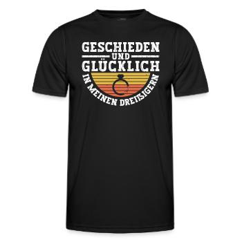 Geschieden Und Glücklich In Meinen Dreißigern - Männer Funktions-T-Shirt - Schwarz - Vorne - AI Model Male 178 dark (178cm)