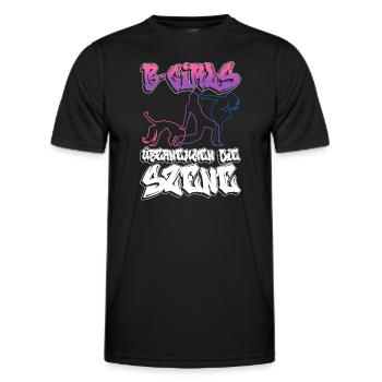 B-Girls Übernehmen Die Szene - Breakdance - Männer Funktions-T-Shirt - Schwarz - Vorne - AI Model Male 178 dark (178cm)