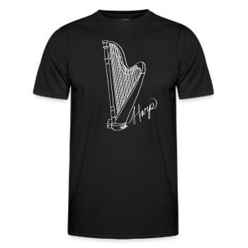 Harfe Oneline Art - Harfe Musikerin Harfe - Männer Funktions-T-Shirt - Schwarz - Vorne - AI Model Male 178 dark (178cm)